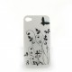 Coque brillante motif papillon argent + couleurs pour Iphone 4 + film protection ecran