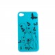 Coque brillante motif papillon argent + couleurs pour Iphone 4 + film protection ecran