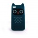 Coque brillante rigide bleue motif hibou pour Iphone 4 + film protection ecran