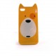 Coque brillante rigide jaune motif chien pour Iphone 4 + film protection ecran