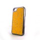 Coque simili-cuir avec fleurs incrustees de diamants et pourtour metal pour Iphone 4 + film protection ecran