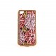 Coque effet tissu avec un pourtour or incruste de strass diamants pour Iphone 4 + film protection ecran