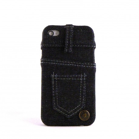 Coque en djean bleu pour Iphone 4 + film protection ecran