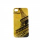 Coque brillante rigide verte avec tour Eiffel pour Iphone 4 + film protection ecran