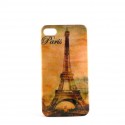 Coque brillante rigide beige avec tour Eiffel pour Iphone 4 + film protection ecran