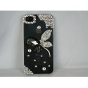 Coque rigide et brillante motif papillon en strass diamants pour Iphone 4 + film protection ecran