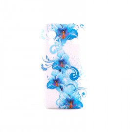 Coque silicone fleurs bleues pour Samsung S5830 Galaxy Ace + film protection ecran offert