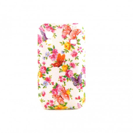 Coque silicone fleurs et papillons multicolores pour Samsung S5830 Galaxy Ace + film protection ecran offert