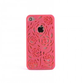 Coque avec roses decoupees dans la coque Iphone 4+ film protection ecran offert