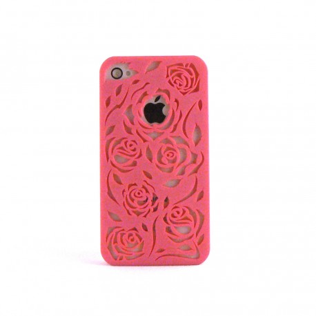 Coque avec roses decoupees dans la coque Iphone 4+ film protection ecran offert