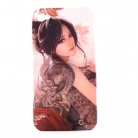 Coque rigide et mate Manga jeune fille tatouage serpent pour Iphone 4 + film protection écran