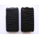 Pochette Etui croco à clapet pour Iphone 4 + film protection écran 