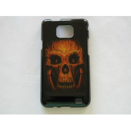 Coque Samsung Galaxy S2 I9100 brillante tête de mort orange + film protection écran