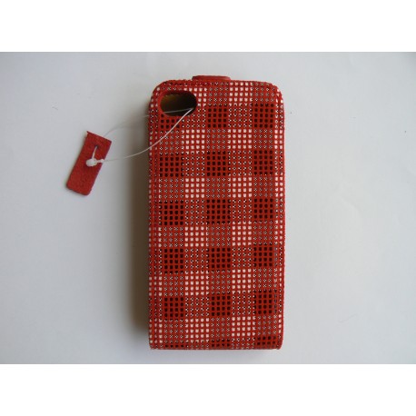 Pochette Iphone 4 en cuir motif carreaux  + film protection écran 