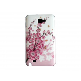 Coque brillante fleurs roses pour Samsung Galaxy Note I9220/N7000  + film protection écran offert