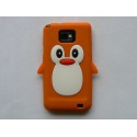 Coque silicone  motif pingouin orange pour  Samsung I9100 Galaxy S2 + film protection écran offert