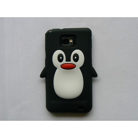 Coque silicone  motif pingouin noir pour  Samsung I9100 Galaxy S2 + film protection écran offert