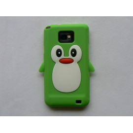 Coque silicone  motif pingouin vert pour  Samsung I9100 Galaxy S2 + film protection écran offert
