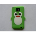 Coque silicone  motif pingouin vert pour  Samsung I9100 Galaxy S2 + film protection écran offert