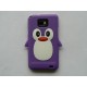 Coque silicone  motif pingouin violet pour  Samsung I9100 Galaxy S2 + film protection écran offert