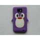 Coque silicone  motif pingouin violet pour  Samsung I9100 Galaxy S2 + film protection écran offert