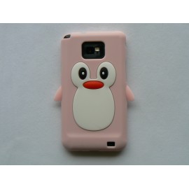 Coque silicone  motif pingouin rose clair pour  Samsung I9100 Galaxy S2 + film protection écran offert