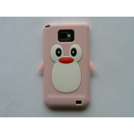 Coque silicone  motif pingouin rose clair pour  Samsung I9100 Galaxy S2 + film protection écran offert