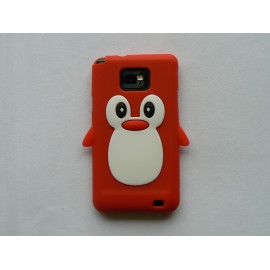Coque silicone  motif pingouin rouge pour  Samsung I9100 Galaxy S2 + film protection écran offert