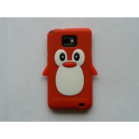 Coque silicone  motif pingouin rouge pour  Samsung I9100 Galaxy S2 + film protection écran offert