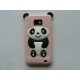 Coque silicone rose clair motif panda assis pour  Samsung I9100 Galaxy S2 + film protection écran offert