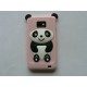 Coque silicone rose clair motif panda assis pour  Samsung I9100 Galaxy S2 + film protection écran offert