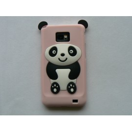Coque silicone rose clair motif panda assis pour  Samsung I9100 Galaxy S2 + film protection écran offert