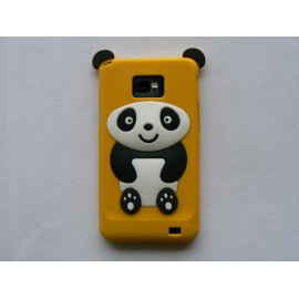 Coque silicone jaune motif panda assis pour  Samsung I9100 Galaxy S2 + film protection écran offert