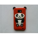 Coque silicone rouge motif panda assis pour  Samsung I9100 Galaxy S2 + film protection écran offert