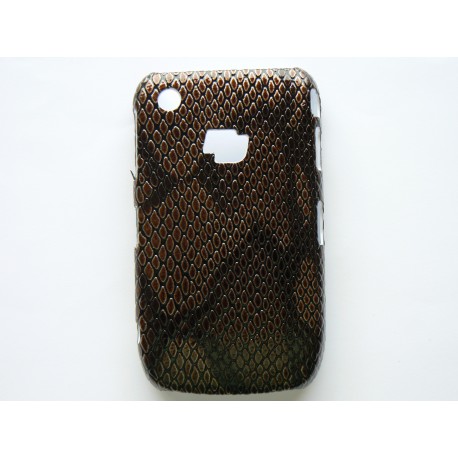 Coque Blackberry 8520 Curve simili-cuir marron peau de serpent + film protection écran offert