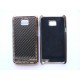 Coque Samsung I9100 Galaxy S2 noir effet carbone pourtour argent + film protection écran offert