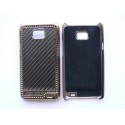 Coque Samsung I9100 Galaxy S2 noir effet carbone pourtour argent + film protection écran offert