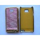 Coque Samsung I9100 Galaxy S2 rose paillette pourtour or + film protection écran offert