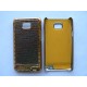 Coque Samsung I9100 Galaxy S2 noire paillette pourtour or + film protection écran offert