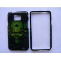 Coque Samsung I9100 Galaxy S2 noir tête de mort verte + film protection écran offert