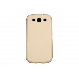 Coque Galaxy S3 I9300 semi-rigide glossy blanche + film protection ecran offert