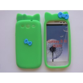 Coque Samsung Galaxy S3 / I9300 silicone verte noeud papillon + film protection écran offert