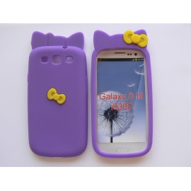 Coque Samsung Galaxy S3 / I9300 silicone violette noeud papillon + film protection écran offert