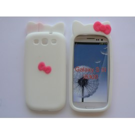 Coque Samsung I9300 Galaxy S3 silicone blanche nud papillon + film protection écran offert