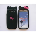 Coque Samsung I9300 Galaxy S3 silicone noire nud papillon + film protection écran offert