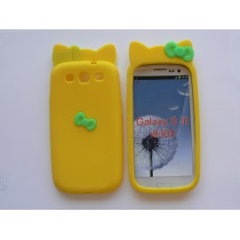 Coque Samsung I9300 Galaxy S3 silicone jaune nud papillon + film protection écran offert