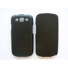 Pochette Etui simili-cuir granité noir pour Samsung I9300 Galaxy S3 + film protection écran 