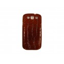 Coque pour Samsung I9300 Galaxy S3 simili-cuir serpent marron + film protection écran offert