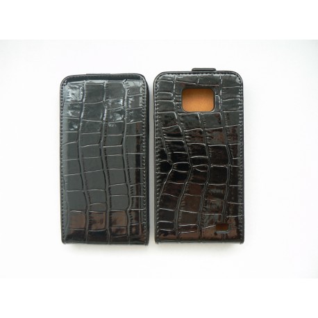 Pochette pour Samsung I9100 Galaxy S2 simili-cuir croco noir + film protection écran 