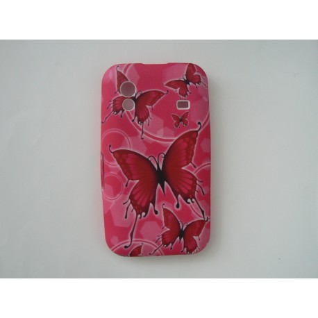 Coque Samsung S5830 Galaxy Ace silicone rose papillons rouges + film protection écran offert